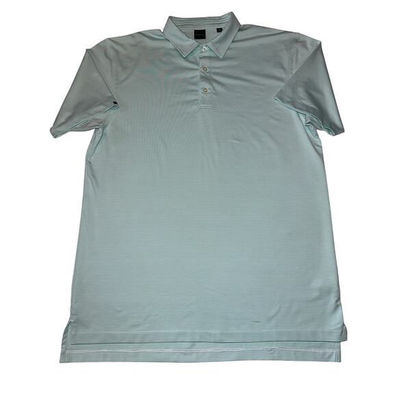 Dunning Golf Polo Shirt Mint Striped Performance Stretch Short Sleeve Size XXL - Picture 1 of 6